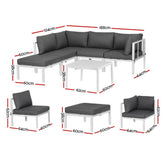 Gardeon 6PCS Outdoor Sofa Set Aluminium Table and Chairs Lounge Patio Furniture